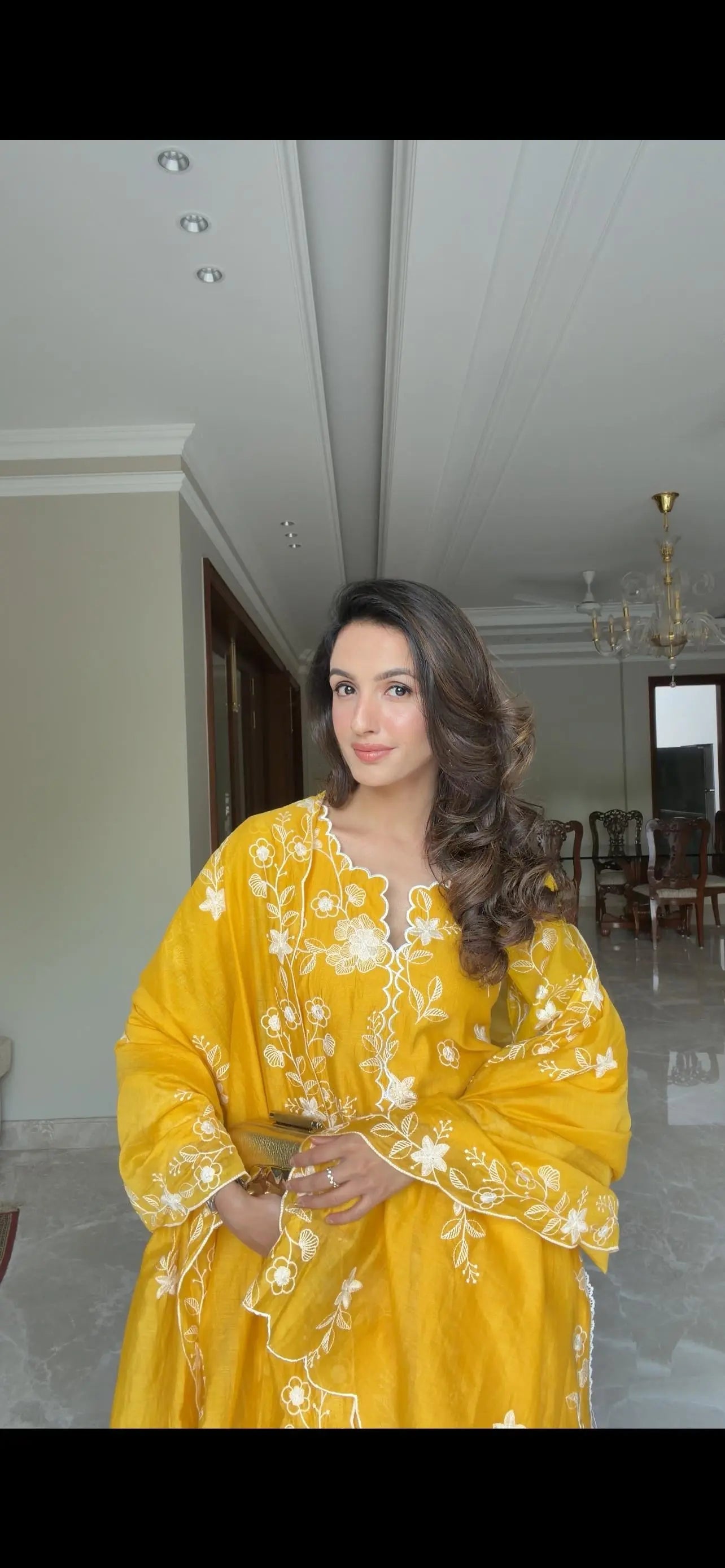 Sunlit Yellow Floral Embroidered 3-Piece Kurta Set