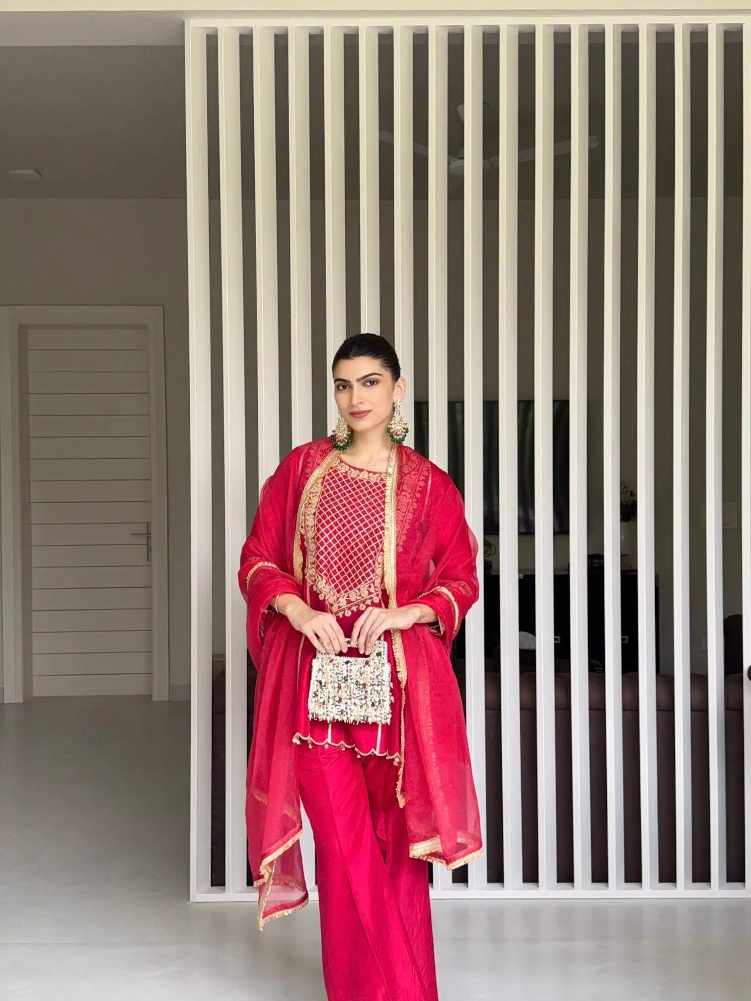 Ruby Red Short Kurta Set