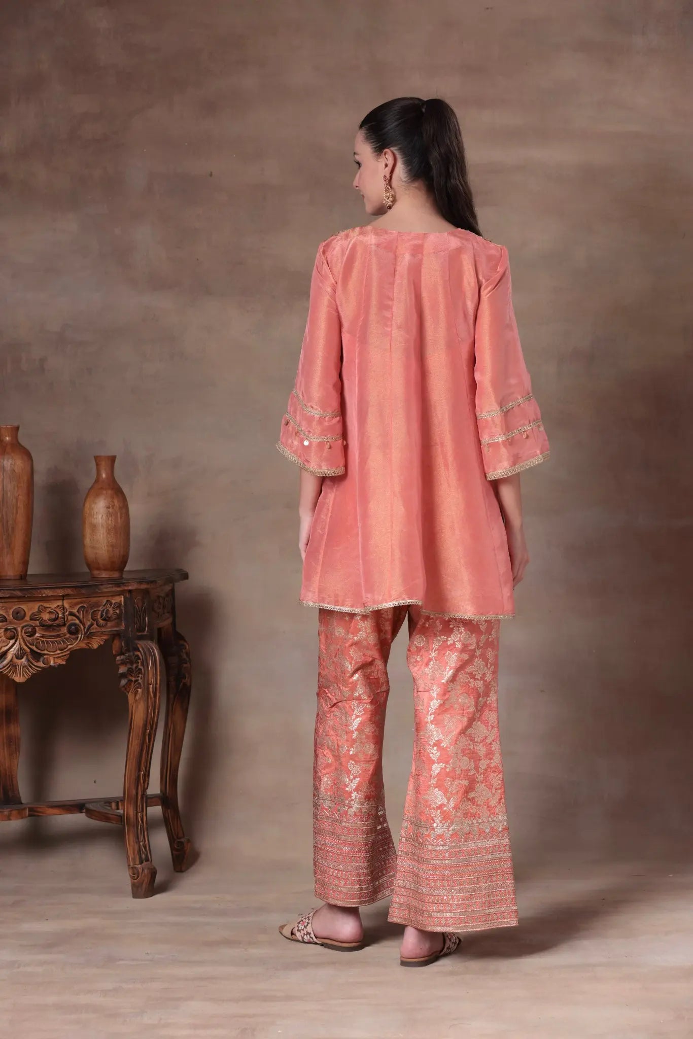 The Coral Tissue Peplum Co-ord