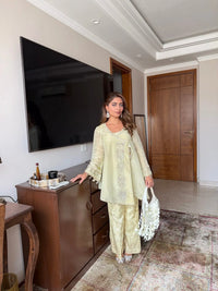 Noor Pistachio Embroidered Co-ord Set
