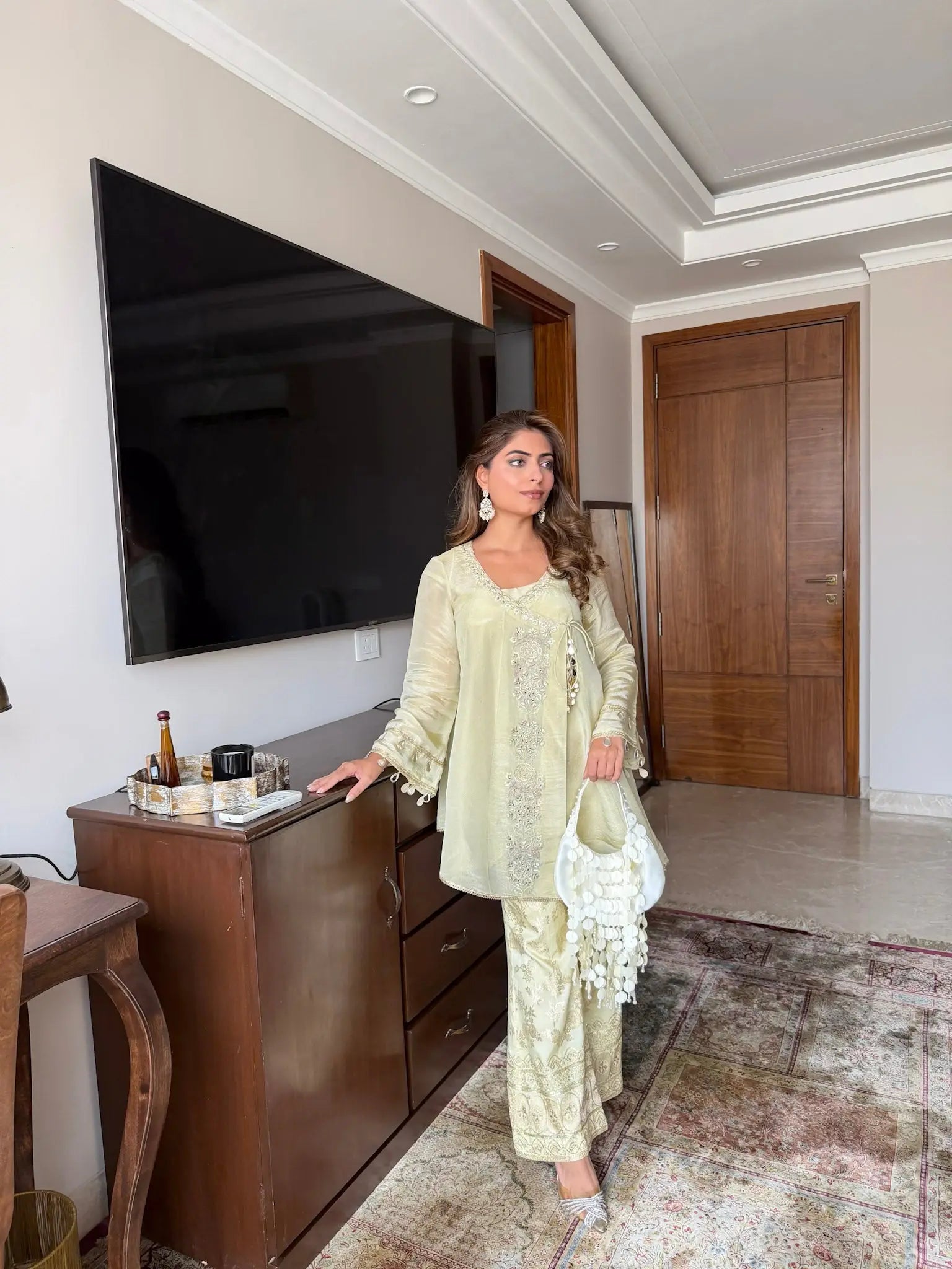 Noor Pistachio Embroidered Co-ord Set