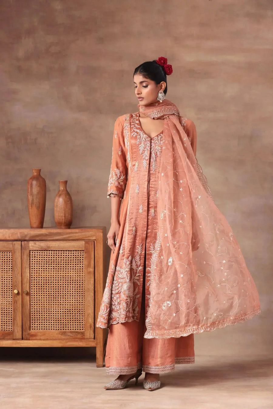 The Peach Shimmer Jacket Suit - Image 1