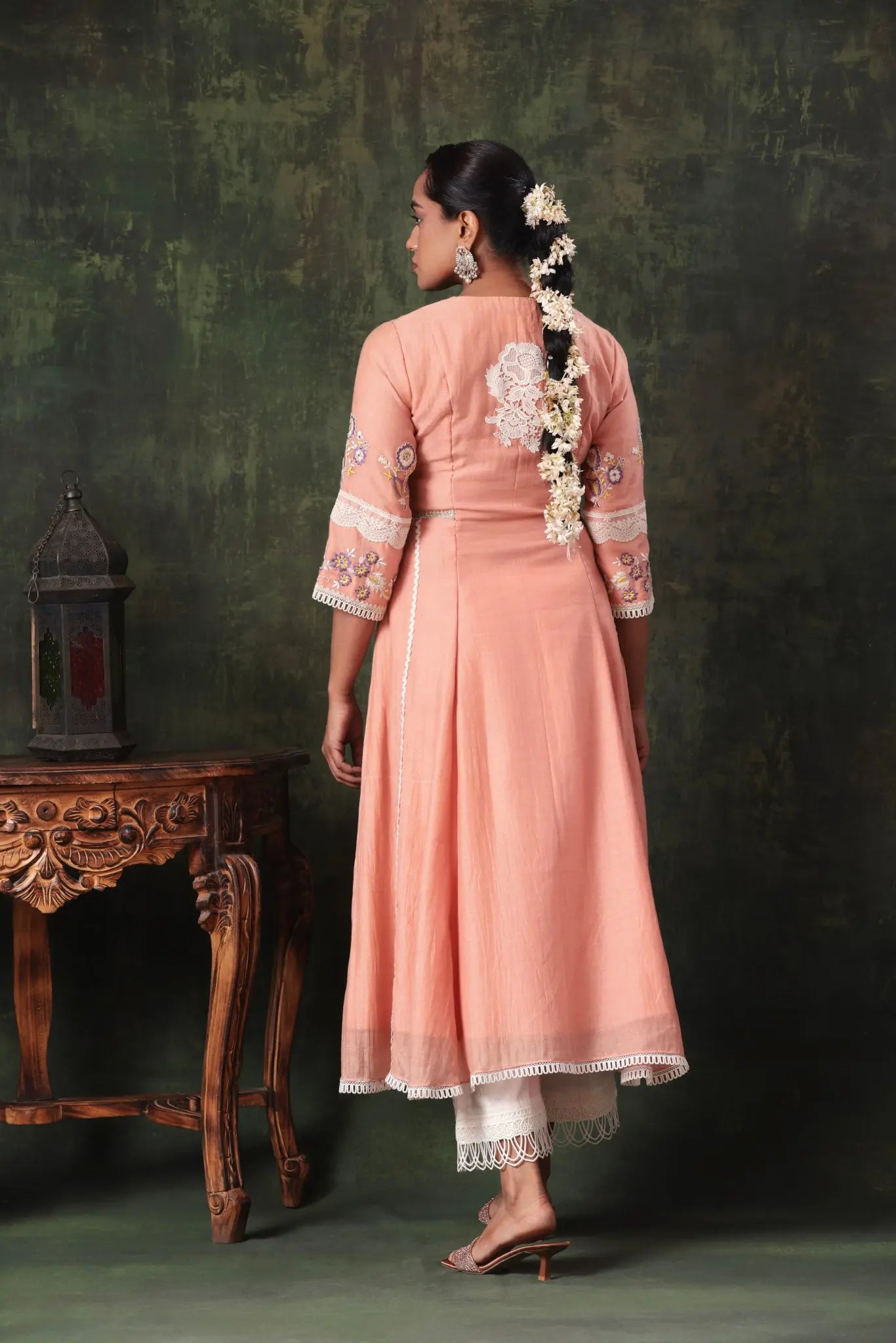 The Peach Kalidar Lace Anarkali Arzoo Essentials