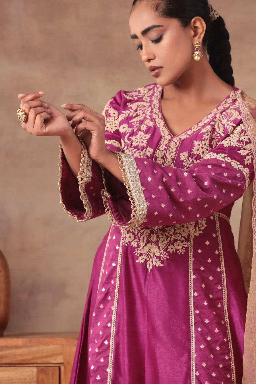 Magenta Zardosi Heritage Suit - Image 5