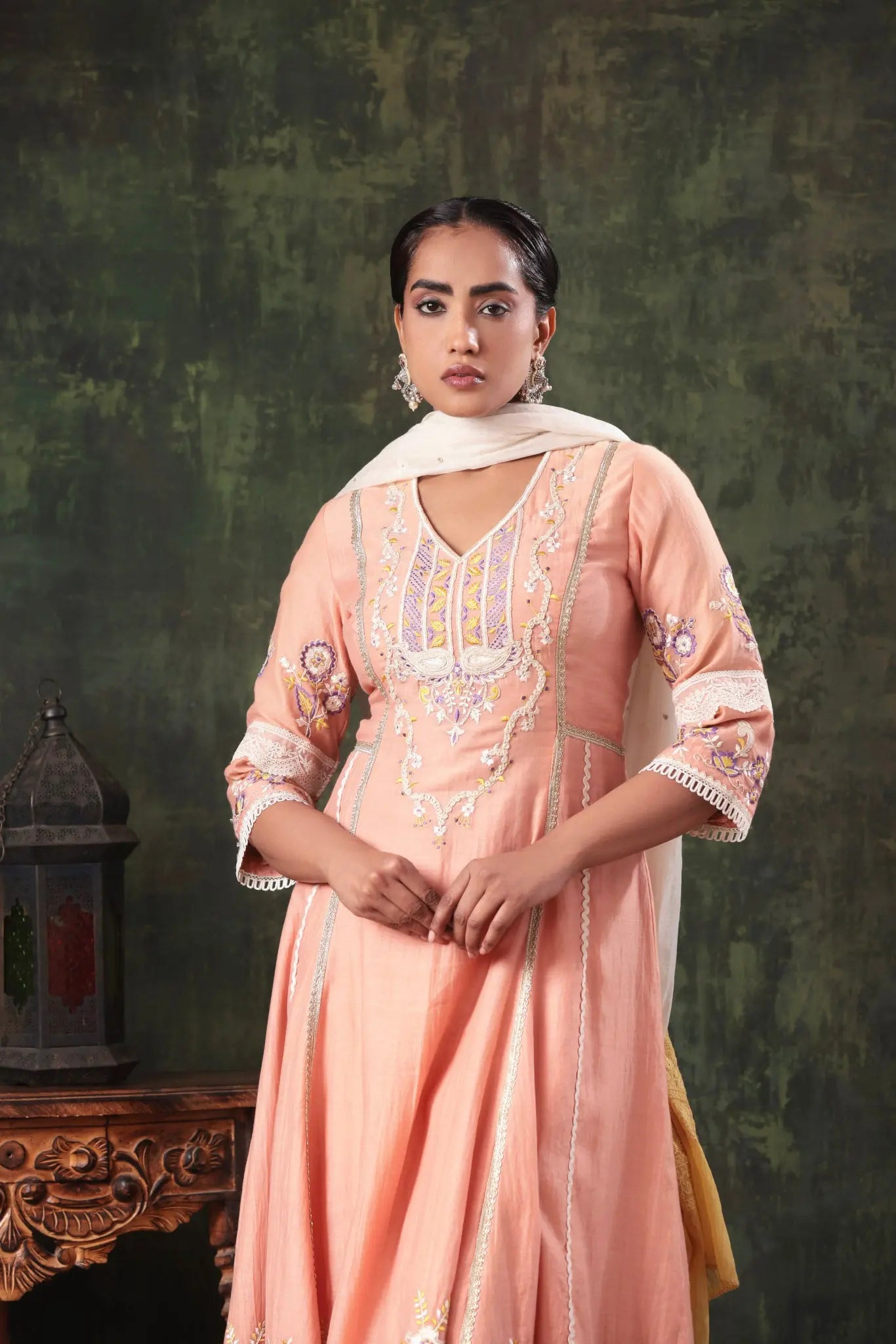 The Peach Kalidar Lace Anarkali Arzoo Essentials
