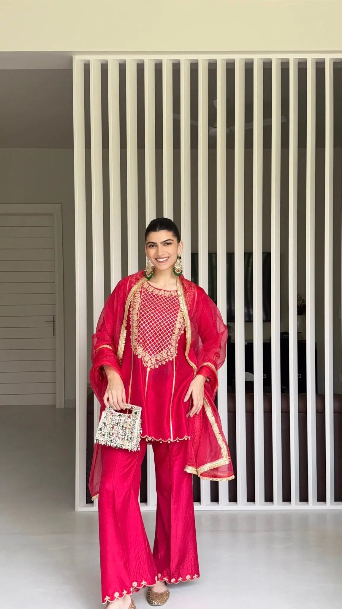 Ruby Red Short Kurta Set