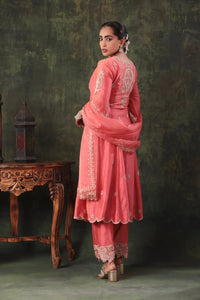 The Coral Pink Scallop Yoke Set Arzoo Essentials