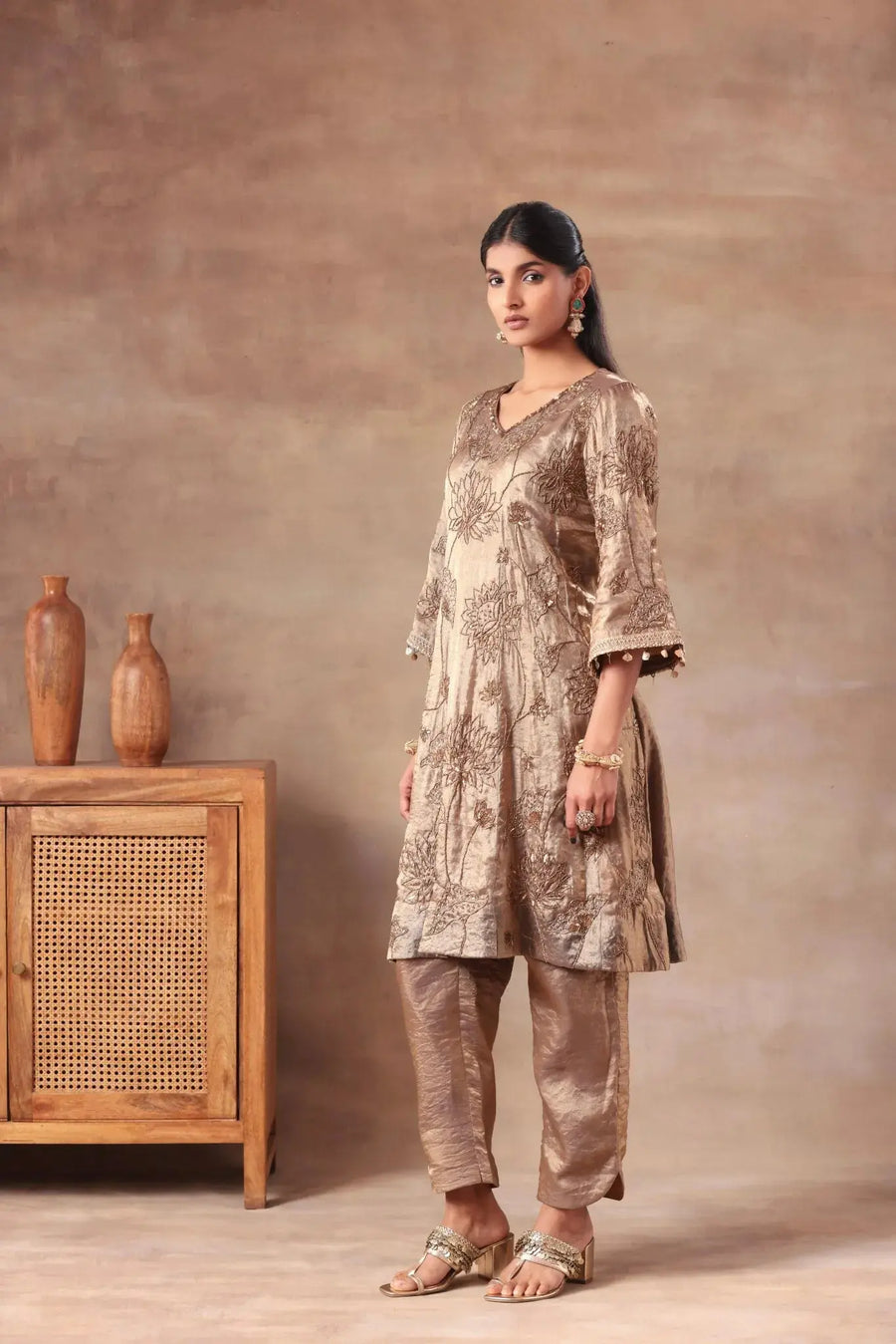 Antique Bronze Embroidered Set - Image 3