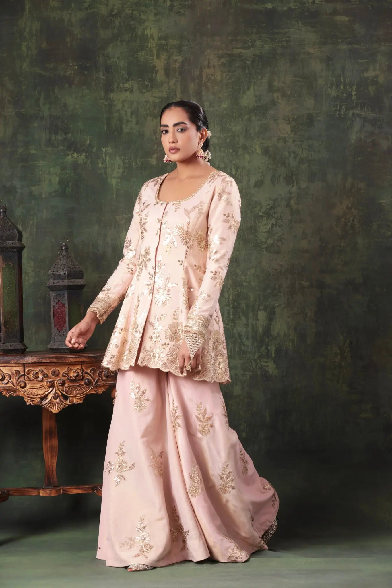 The Blush Pink Sequin Sparkle Garara Set Arzoo Essentials