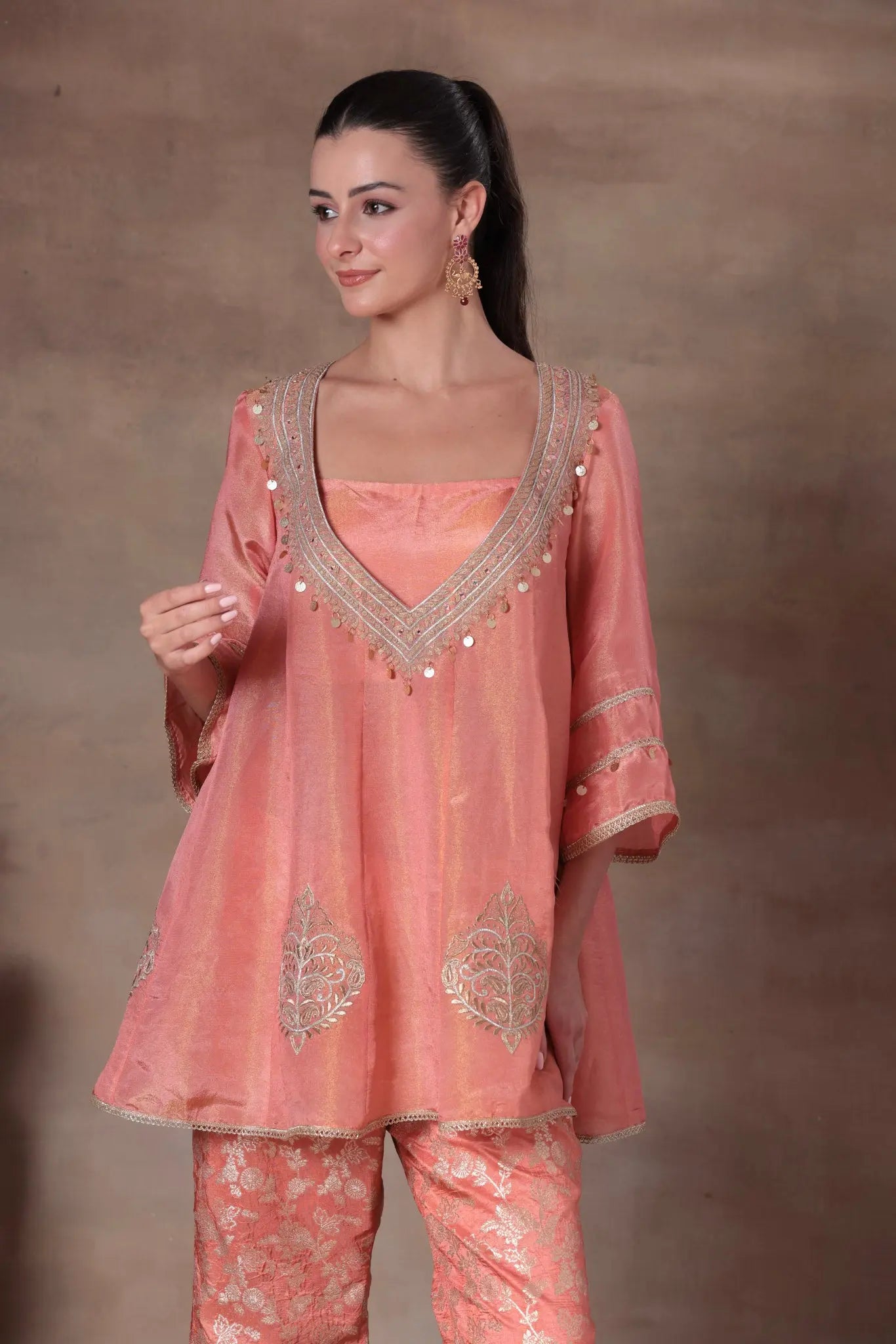 The Coral Tissue Peplum Co-ord