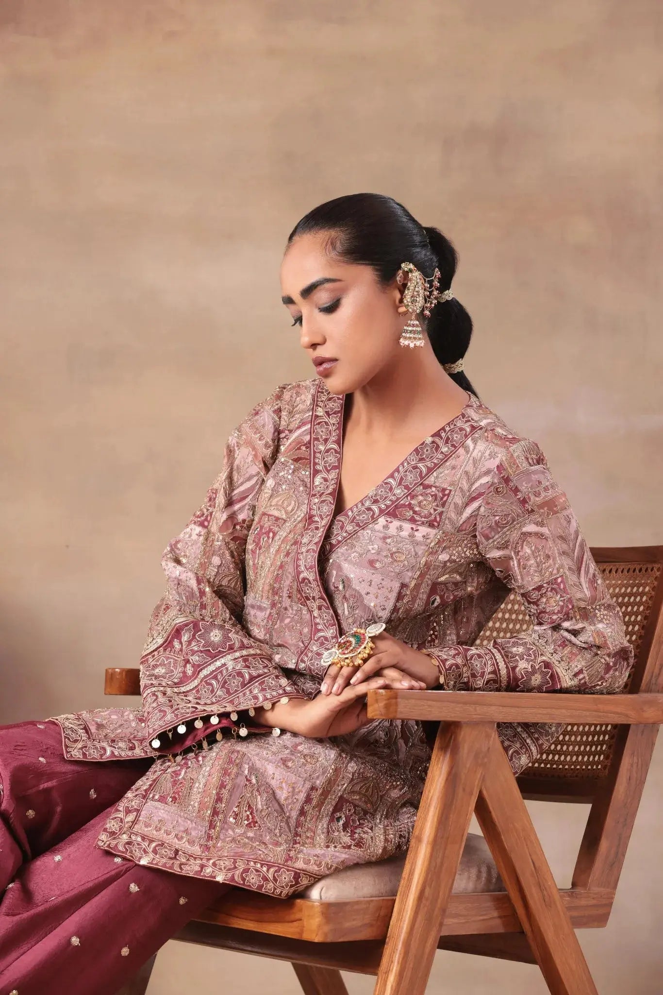 The Dusty Rose Angrakha Heritage Set Arzoo Essentials