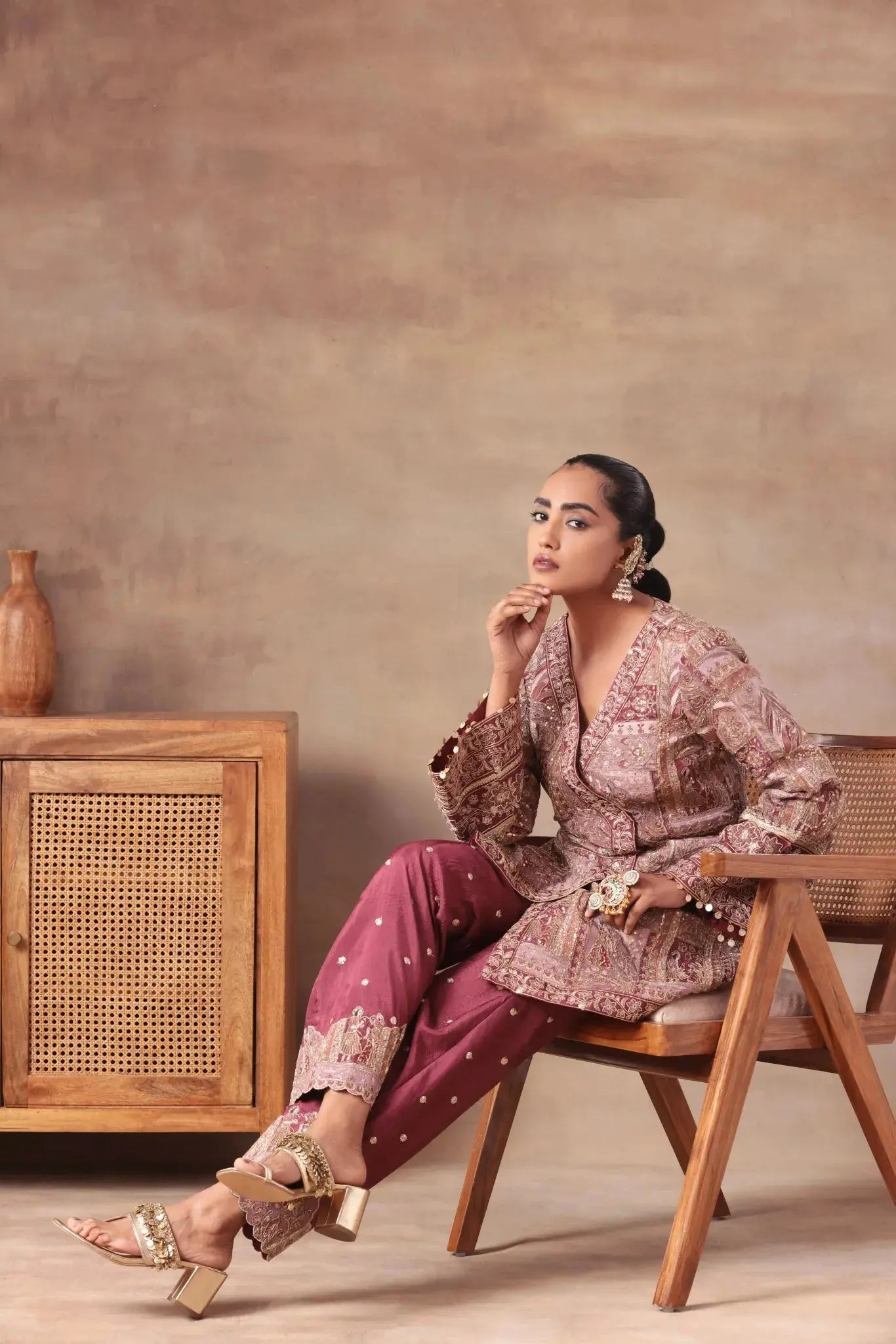 The Dusty Rose Angrakha Heritage Set Arzoo Essentials