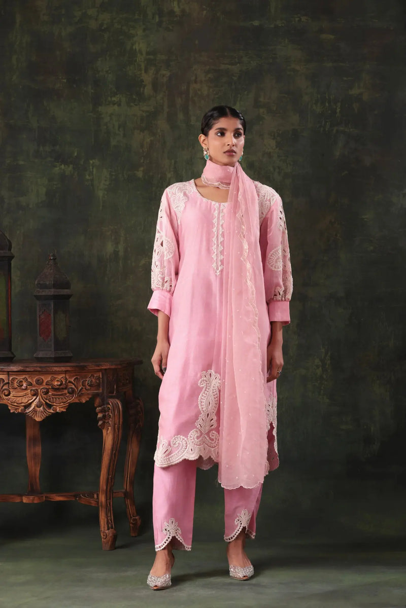 Blush Pink Bishop Sleeve Set - Front