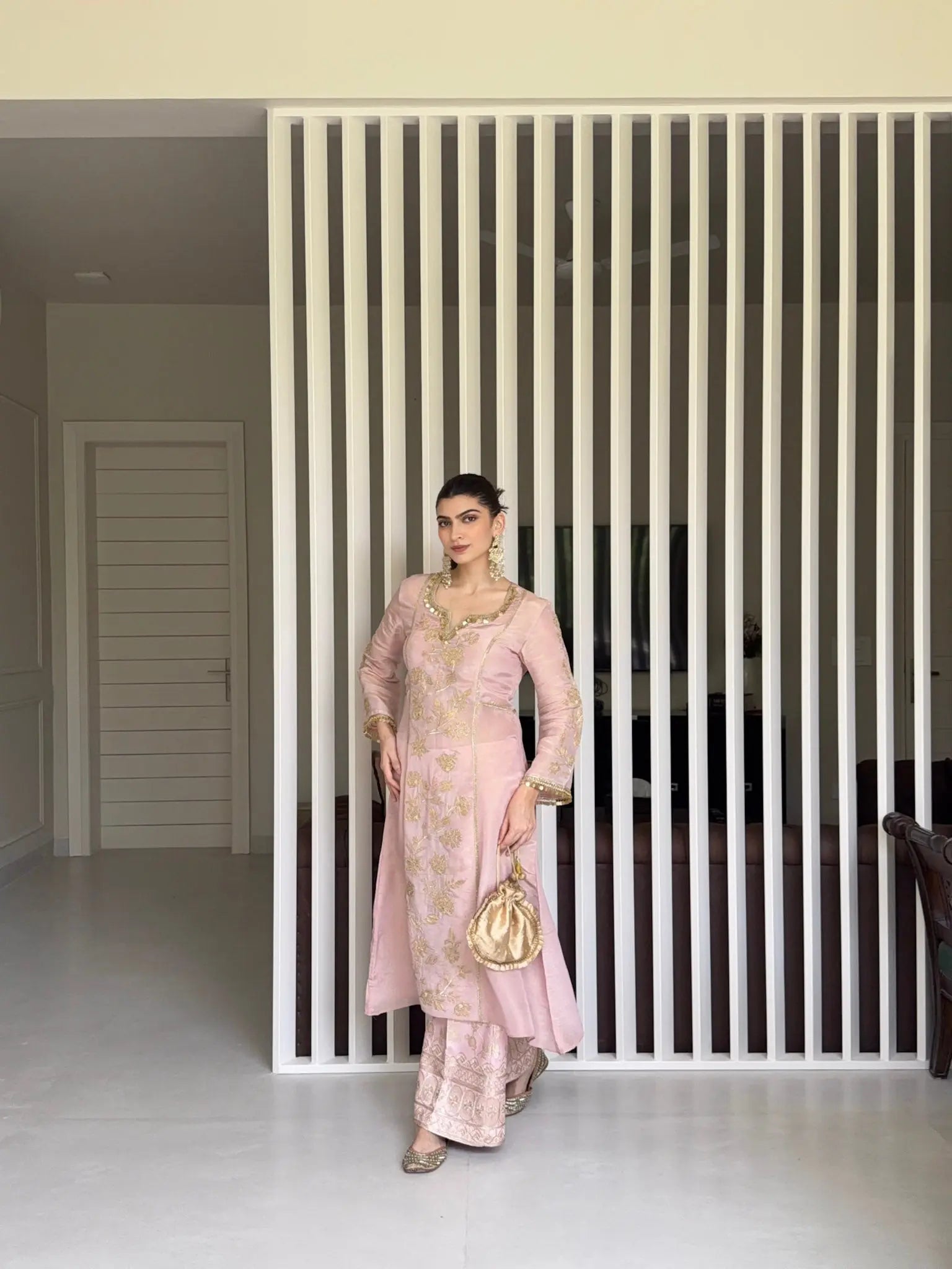 Pastel Pink Long Kurta Set