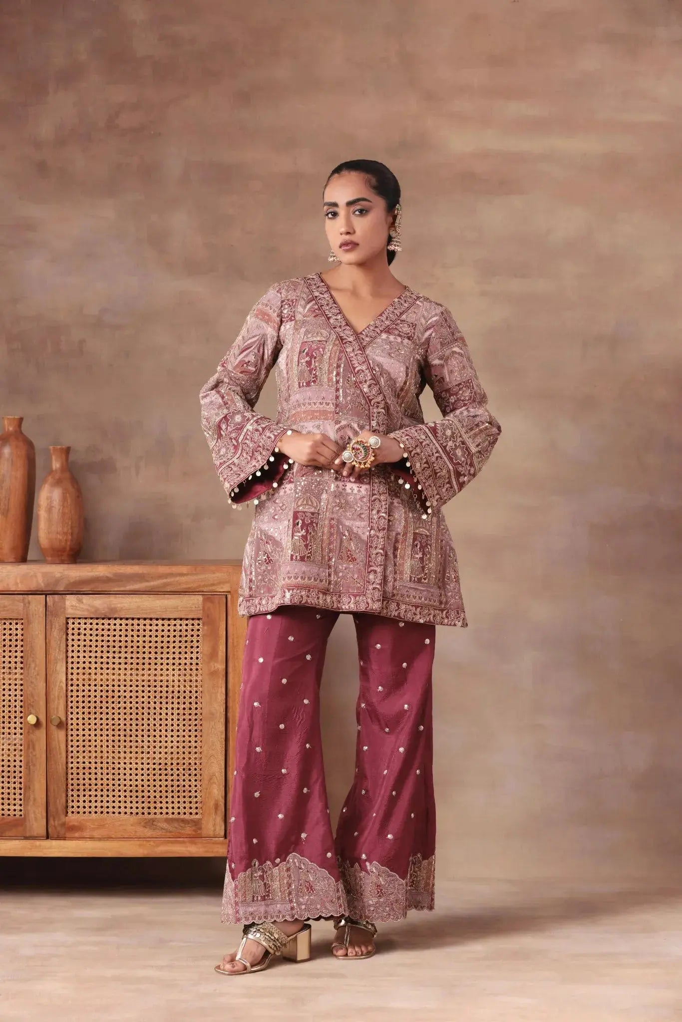 The Dusty Rose Angrakha Heritage Set Arzoo Essentials