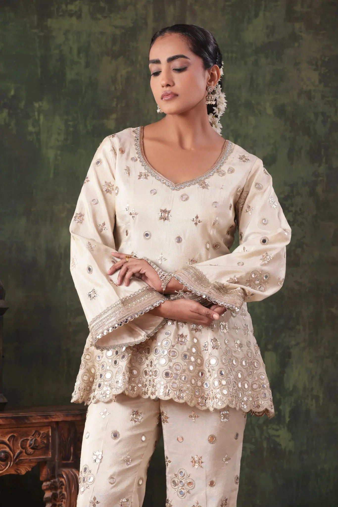 The Ivory Mirror Peplum Set Arzoo Essentials