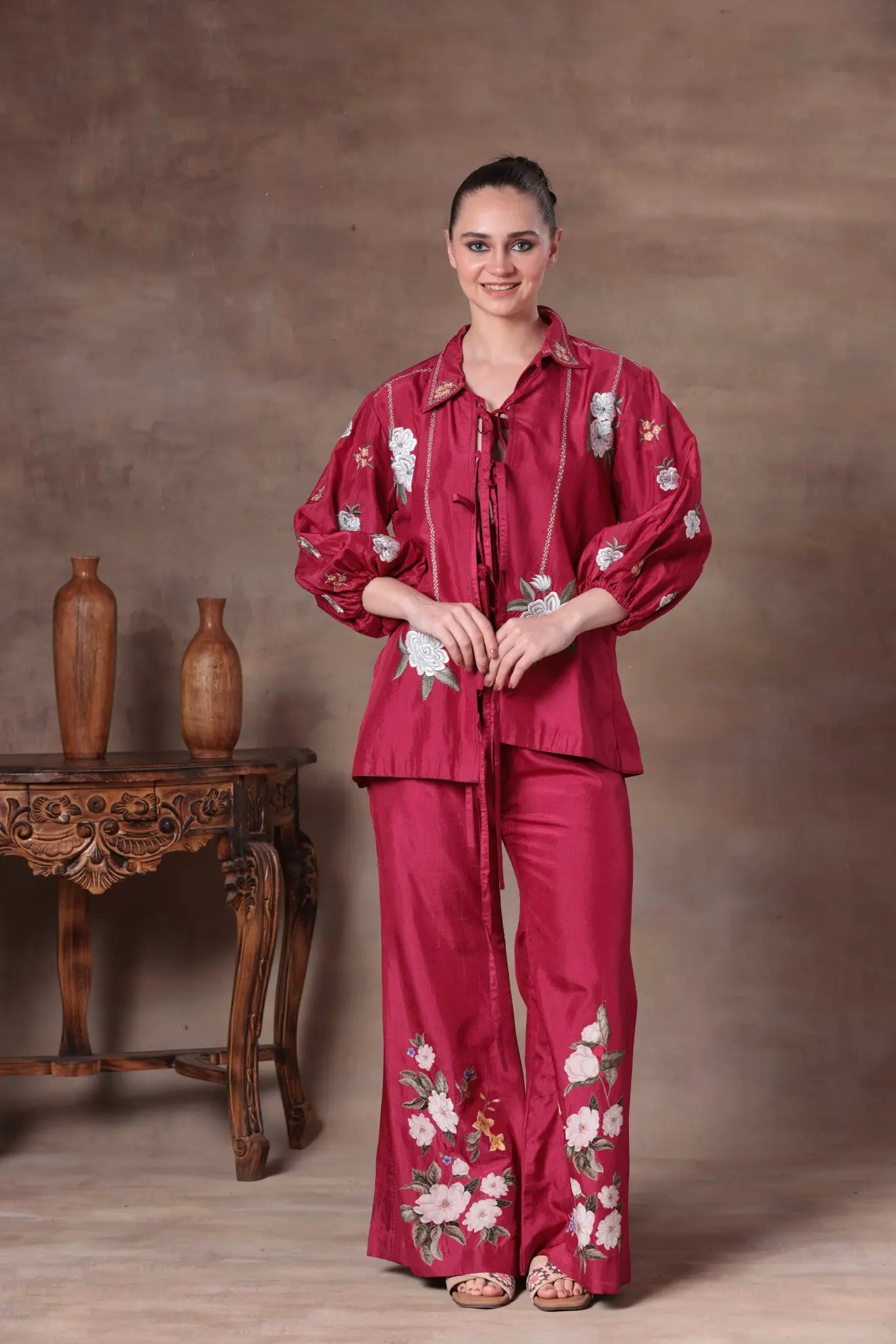 The Fuchsia Floral Tie-Front Co-ord