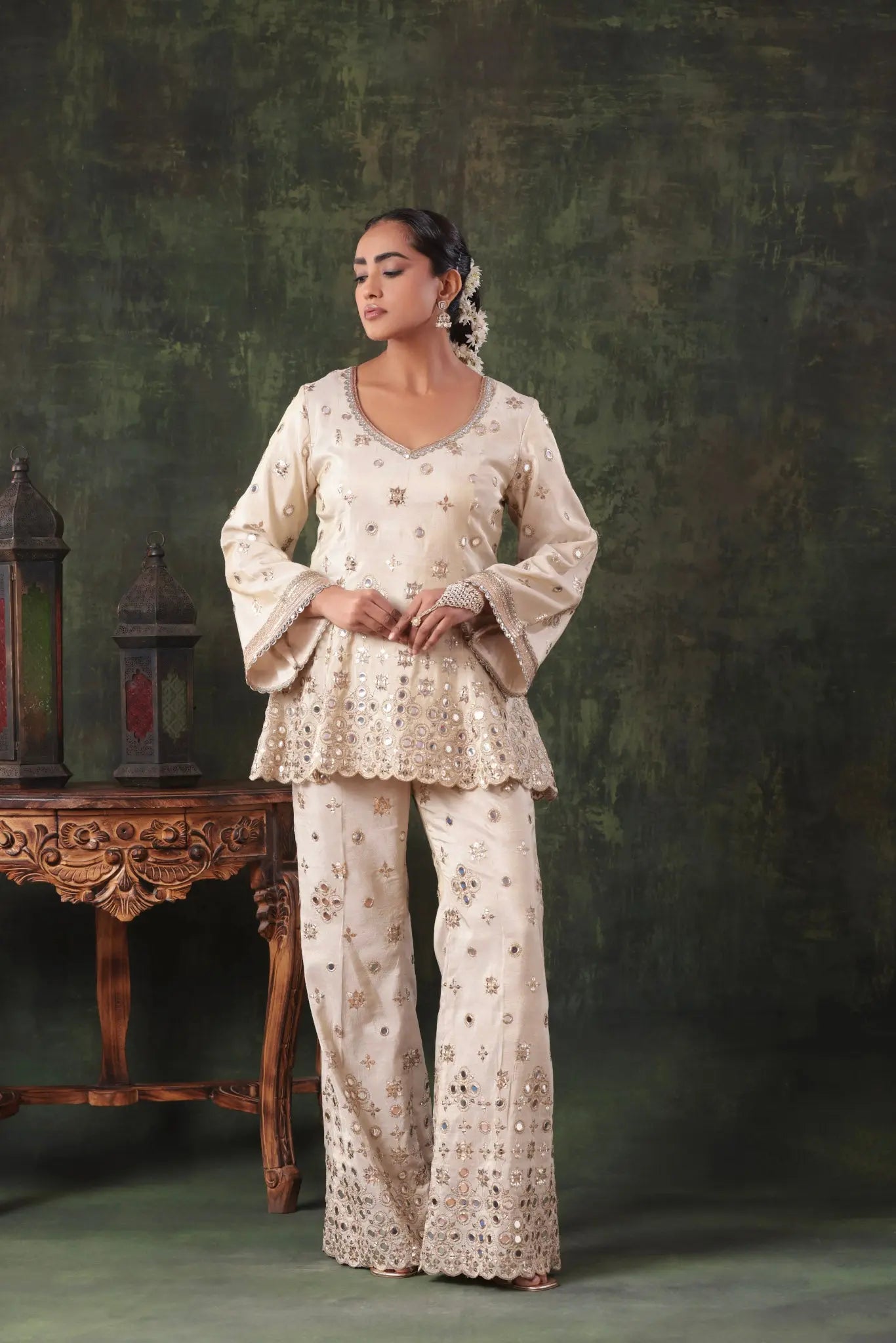 The Ivory Mirror Peplum Set Arzoo Essentials