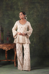 The Ivory Mirror Peplum Set Arzoo Essentials