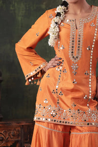 The Tangerine Mirror Sharara Set Arzoo Essentials