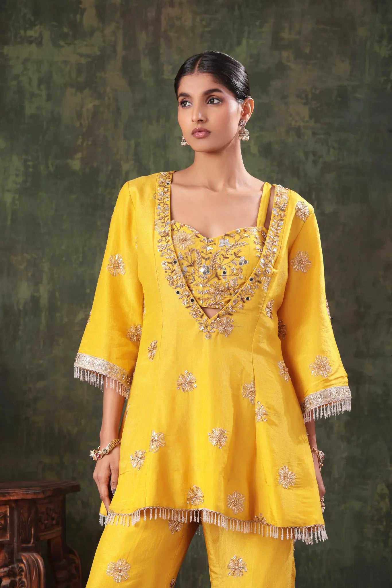 Sunshine Yellow Embellished Tunic Set Arzoo Essentials