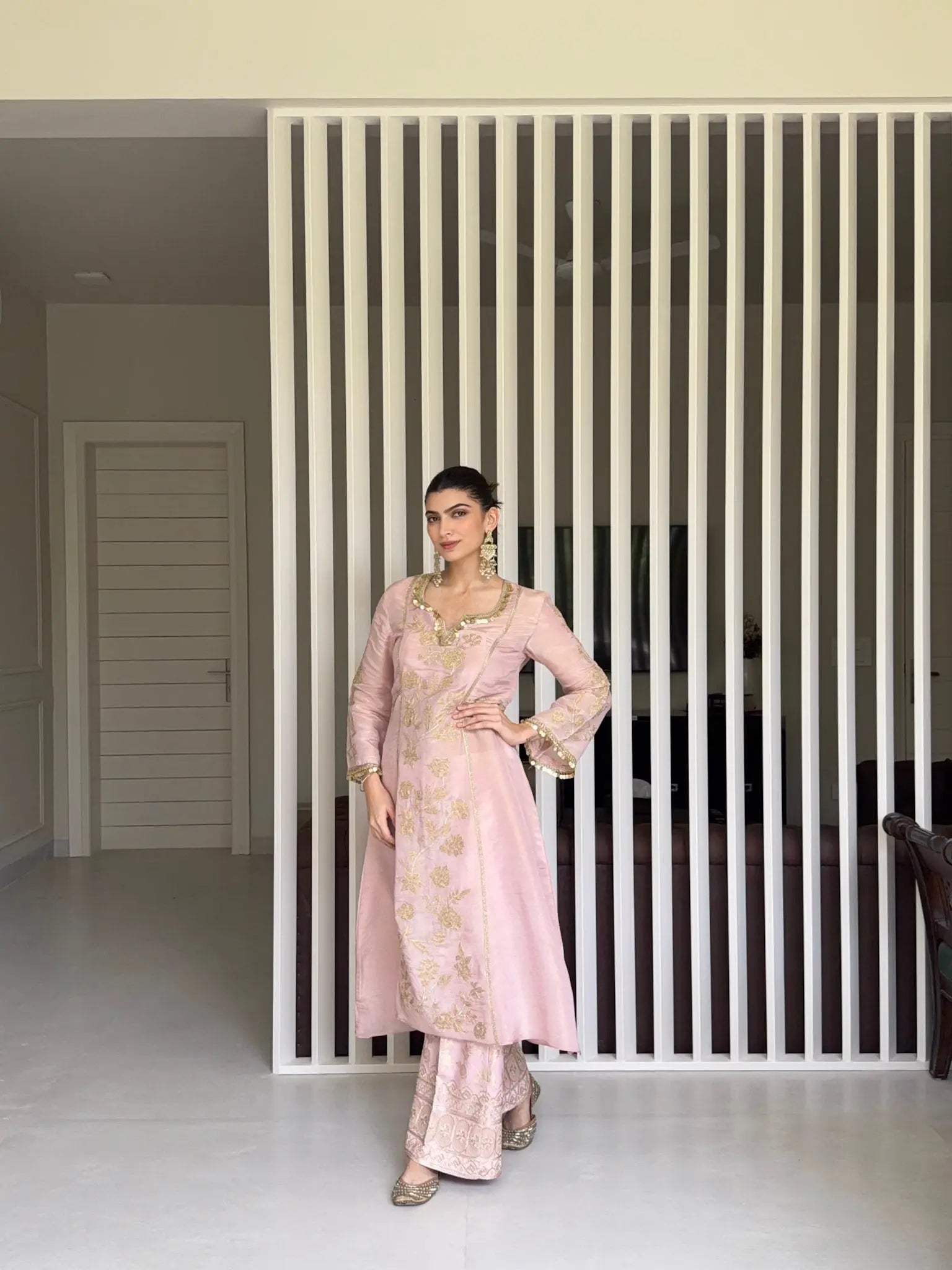 Pastel Pink Long Kurta Set