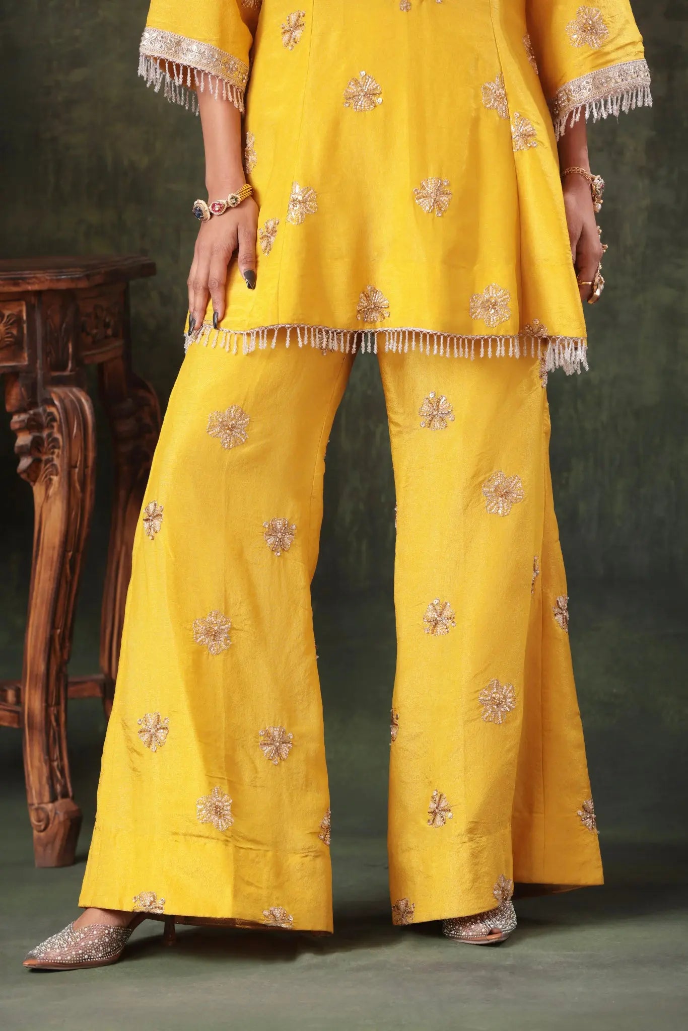 Sunshine Yellow Embellished Tunic Set Arzoo Essentials