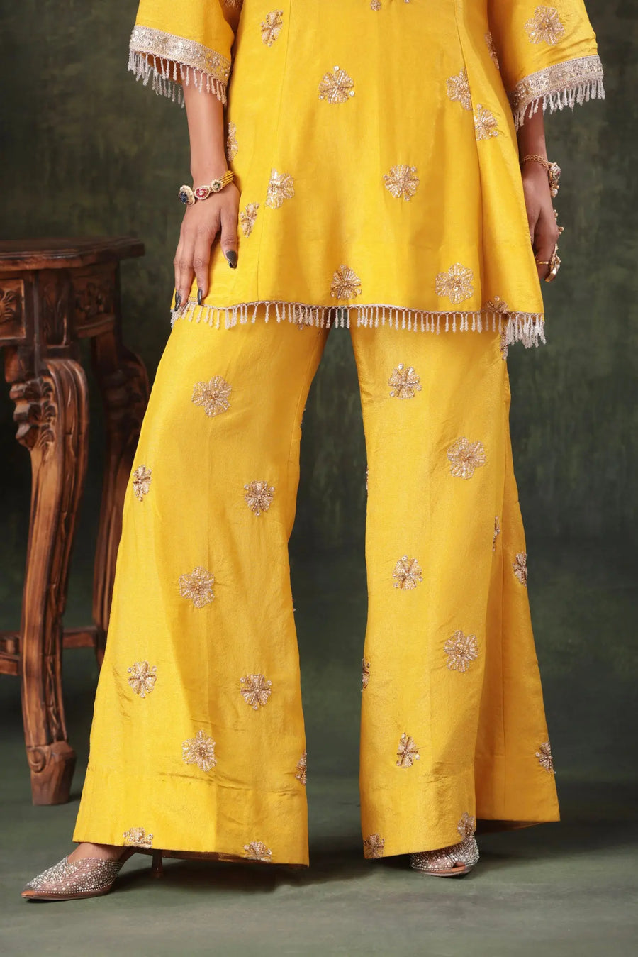 Sunshine Yellow Embellished Tunic Set - Image 5