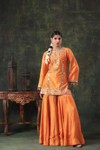 The Tangerine Mirror Sharara Set Arzoo Essentials