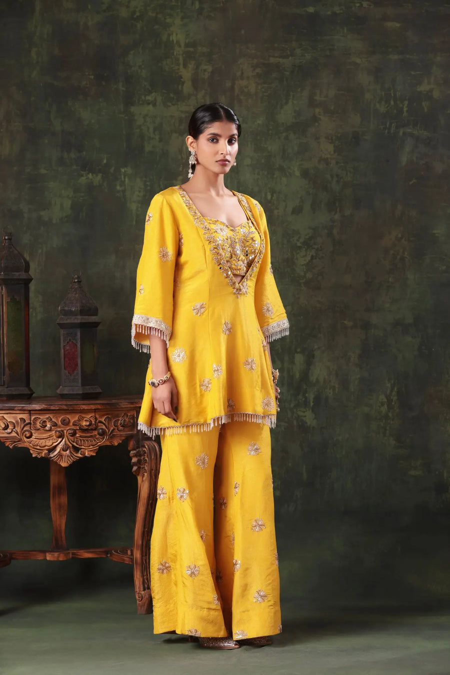 Sunshine Yellow Embellished Tunic Set - Image 2