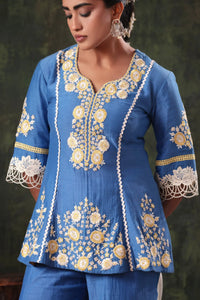 The Cornflower Blue Floral Peplum Set Arzoo Essentials