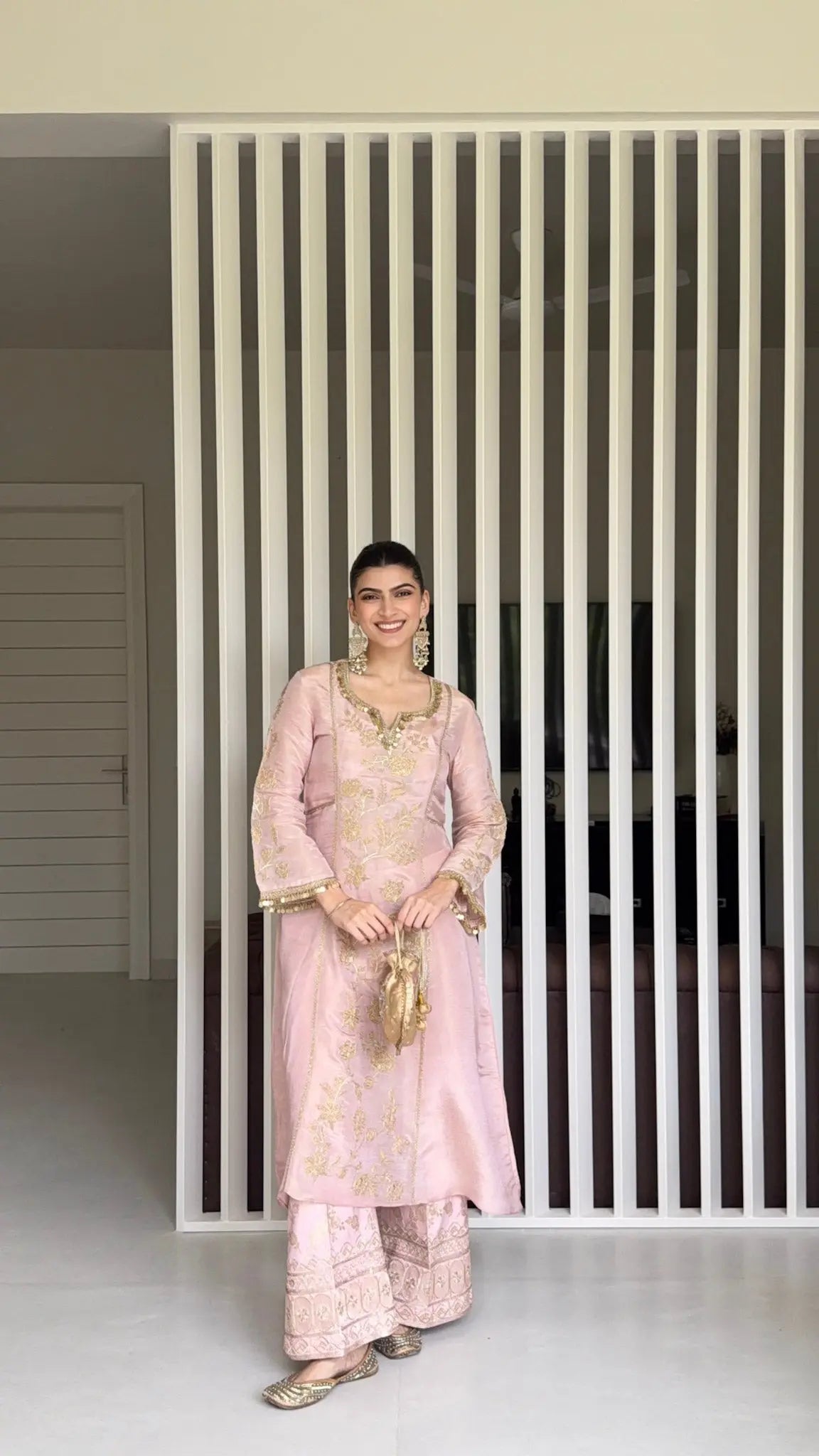Pastel Pink Long Kurta Set