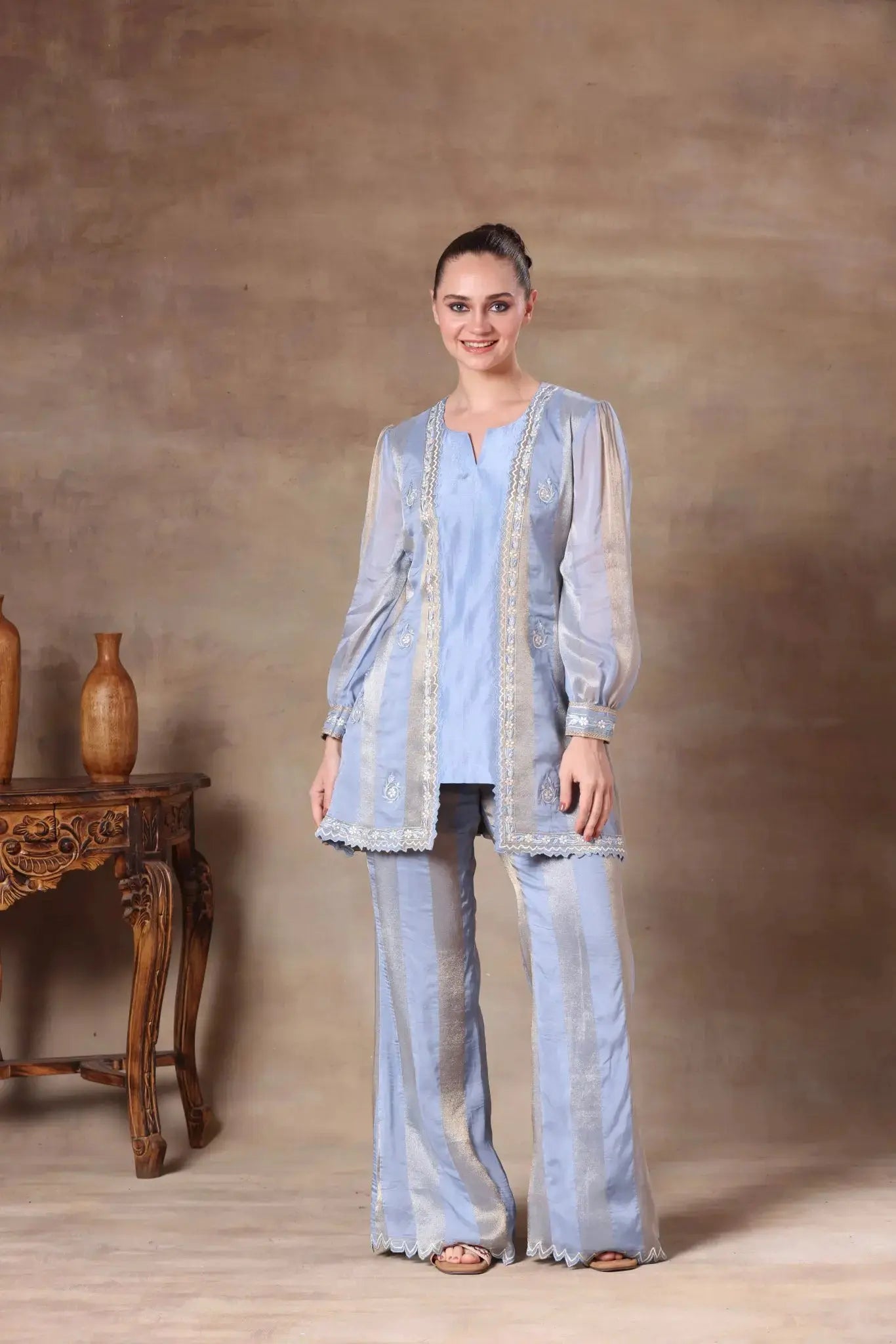 The Powder Blue Metallic Panel Set Arzoo Essentials