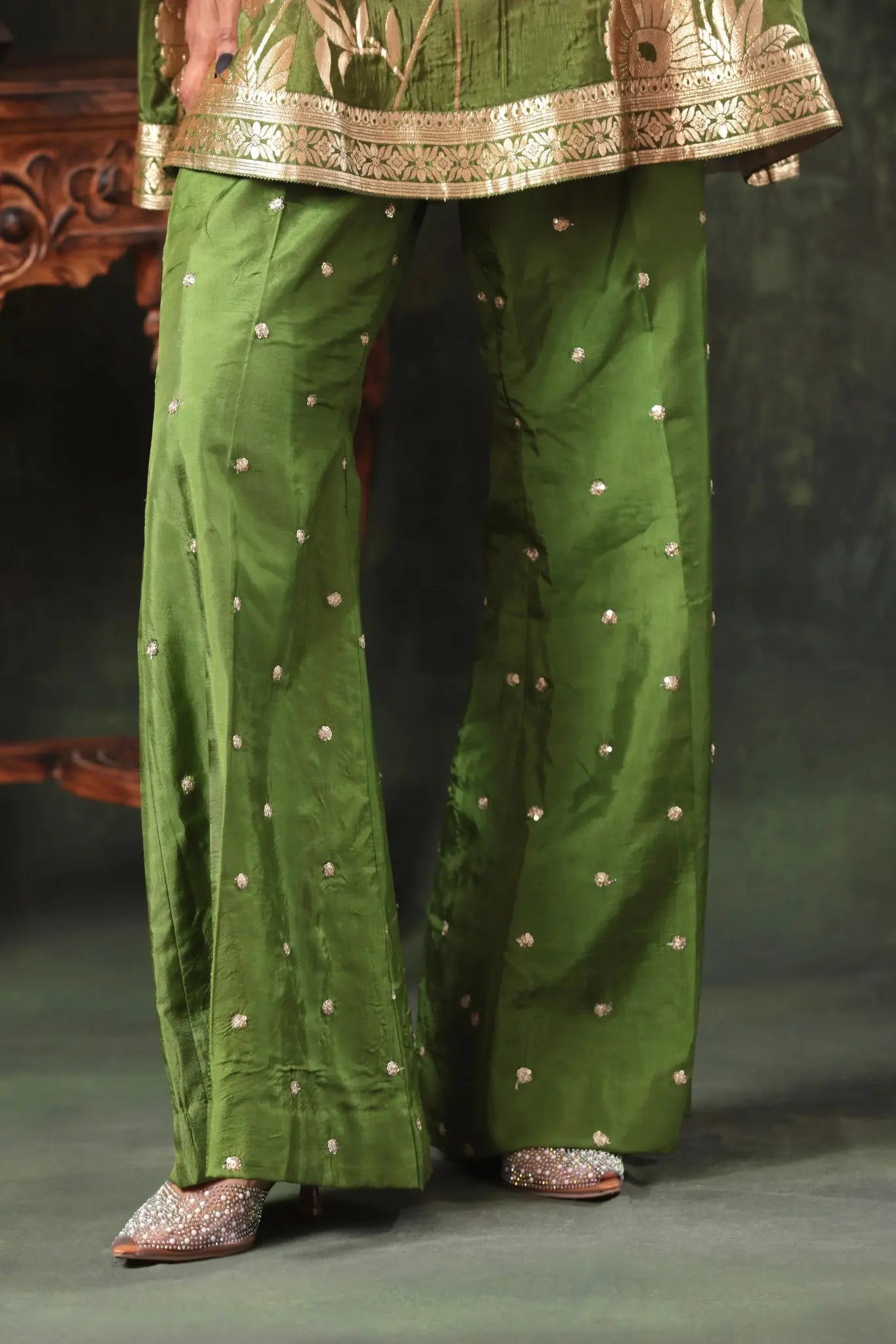 The Lavender-Olive Ombre Silk Set Arzoo Essentials