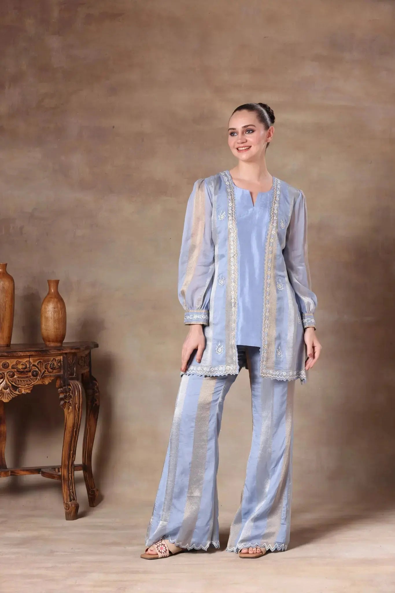The Powder Blue Metallic Panel Set Arzoo Essentials