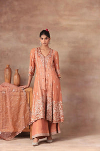 The Coral Blush Zardosi Slit Set Arzoo Essentials