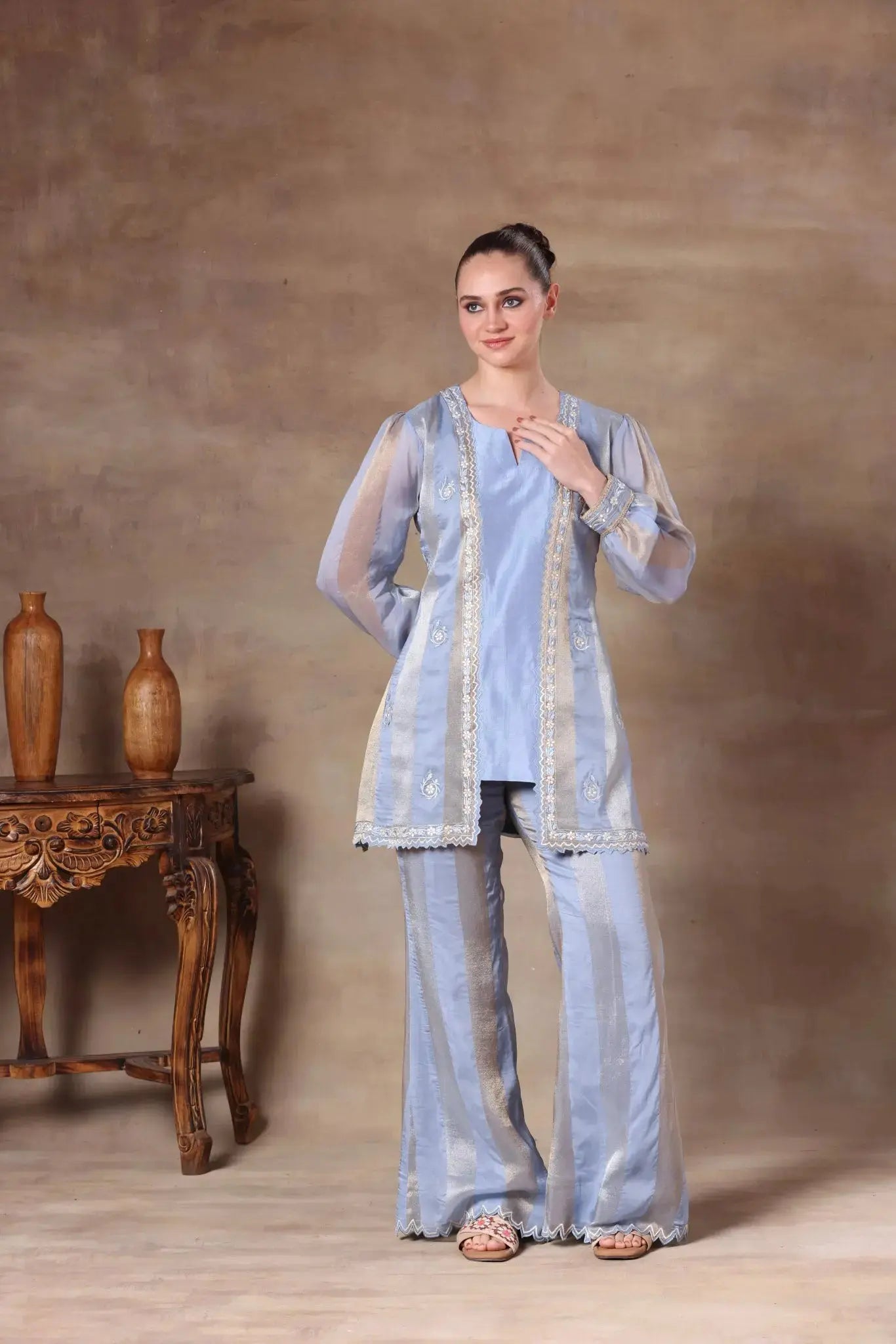 The Powder Blue Metallic Panel Set Arzoo Essentials