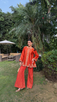 The 'Saffron' Embroidered Lounge Set
