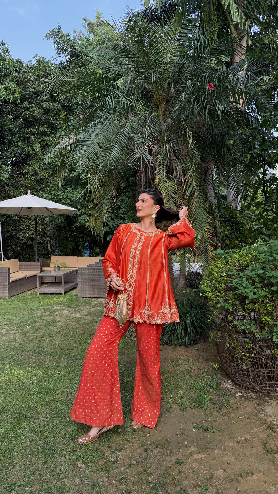 The 'Saffron' Embroidered Lounge Set