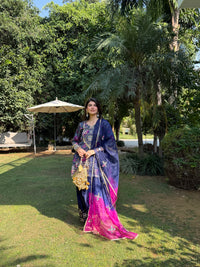 Midnight Mirage Satin Suit Set