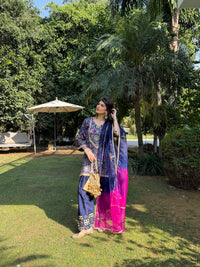Midnight Mirage Satin Suit Set