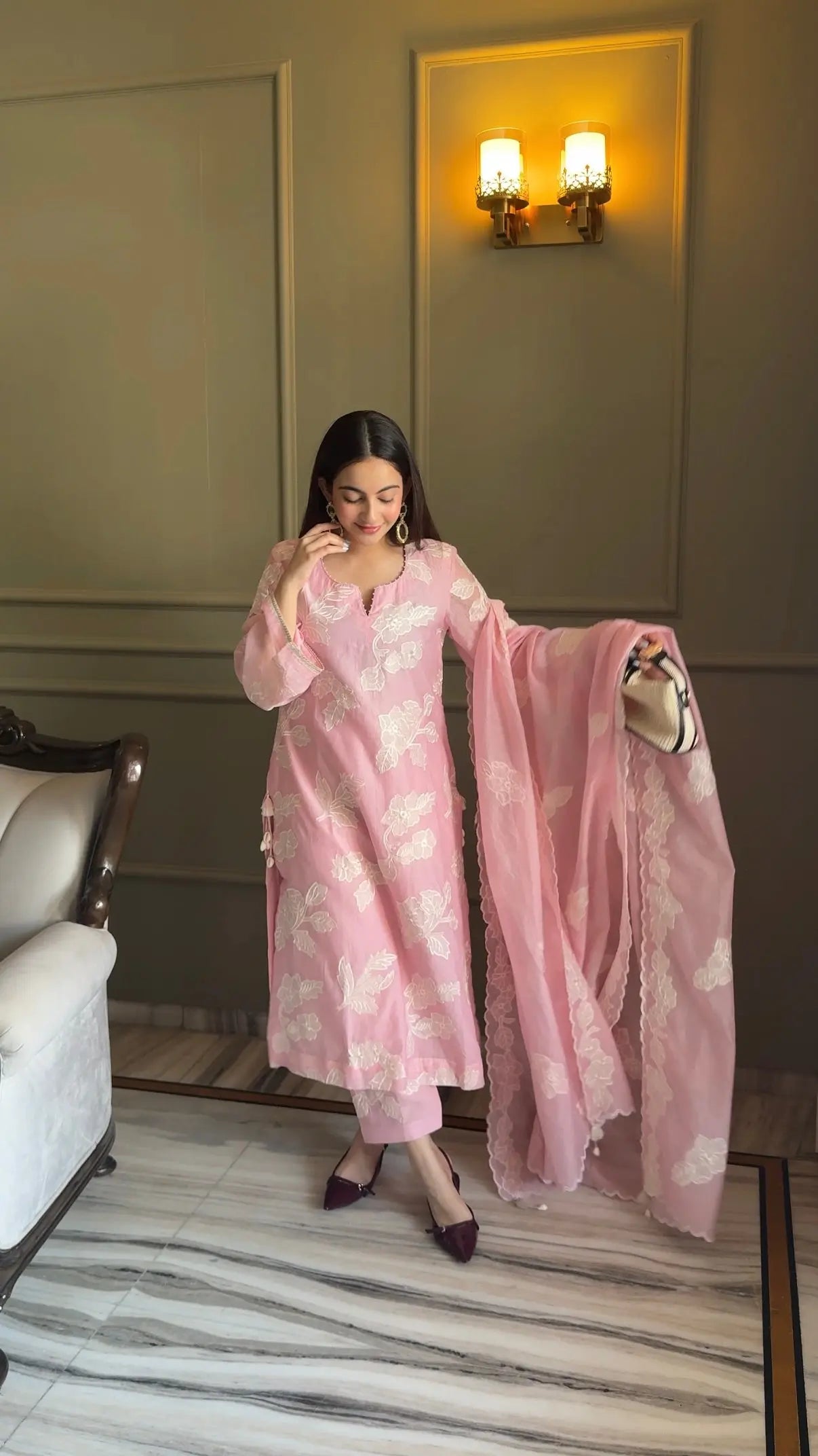 Blush Mul Chanderi Set