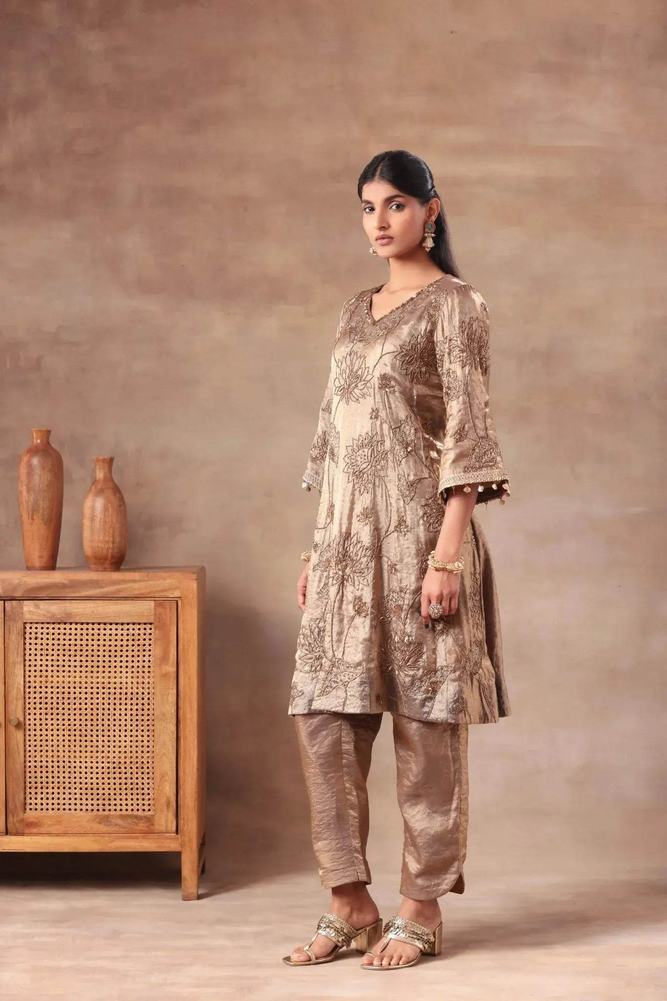 Antique Bronze Embroidered Set - Arzoo Essentials