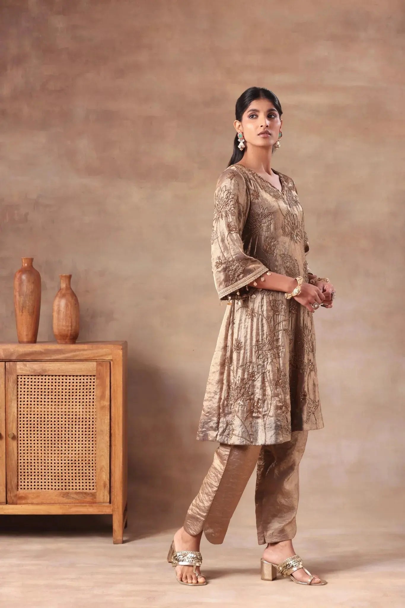 Antique Bronze Embroidered Set - Arzoo Essentials