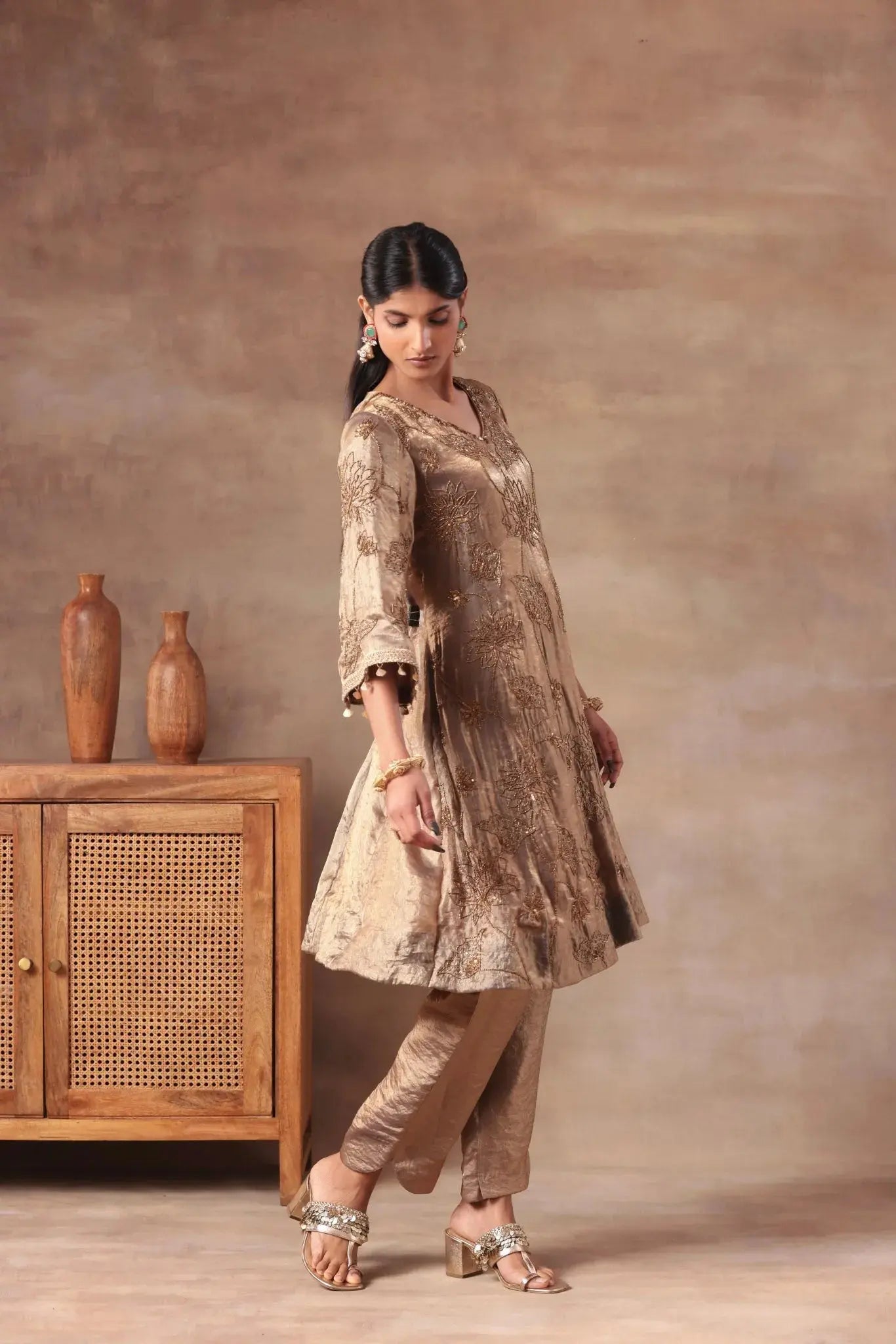 Antique Bronze Embroidered Set - Arzoo Essentials
