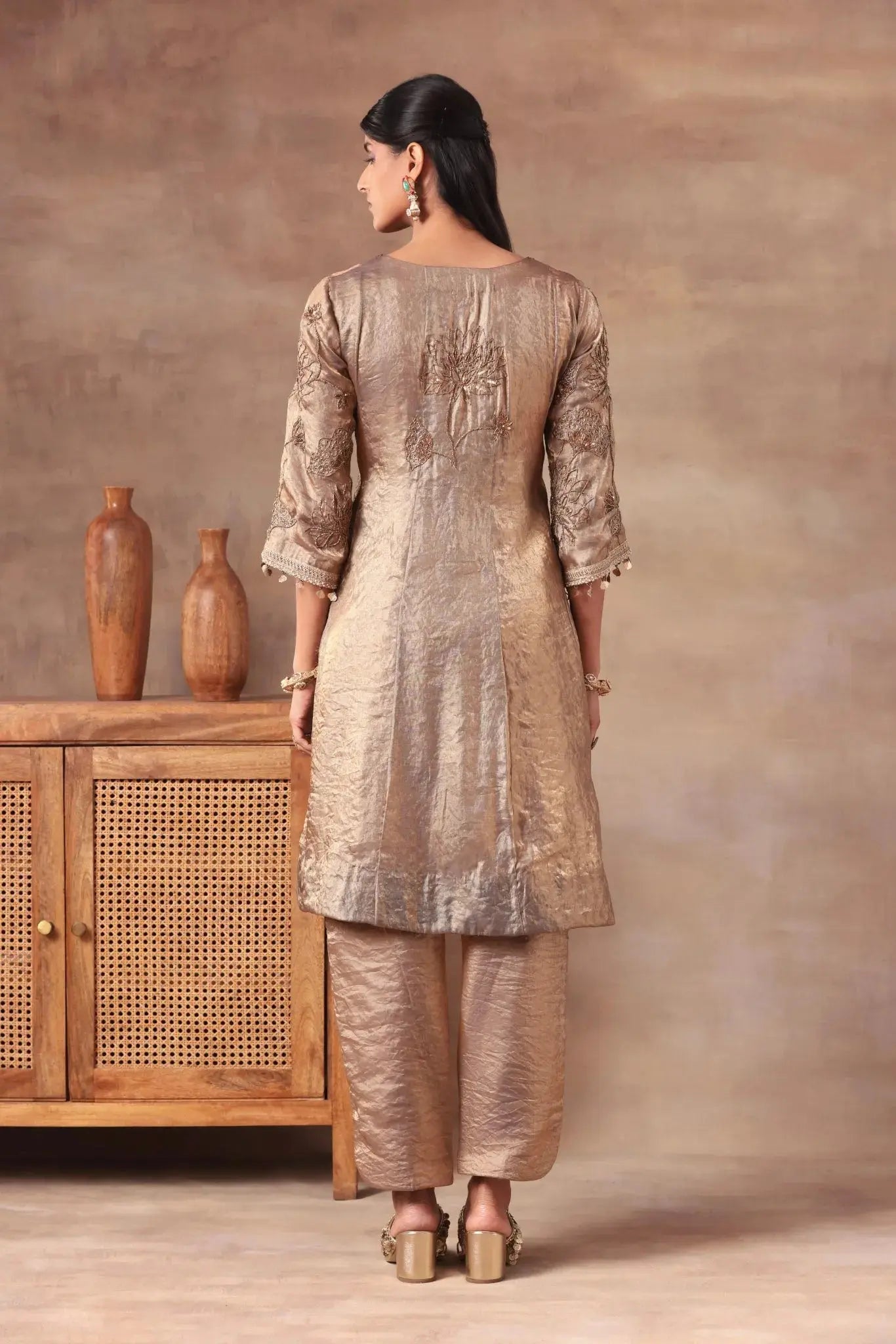 Antique Bronze Embroidered Set - Arzoo Essentials