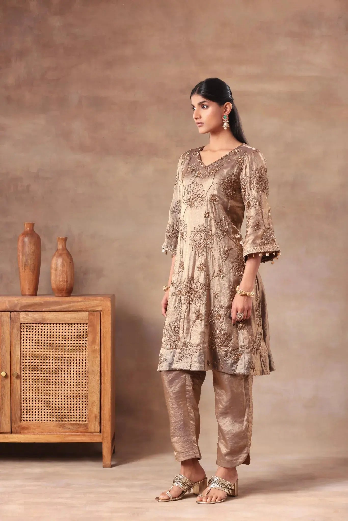 Antique Bronze Embroidered Set - Arzoo Essentials