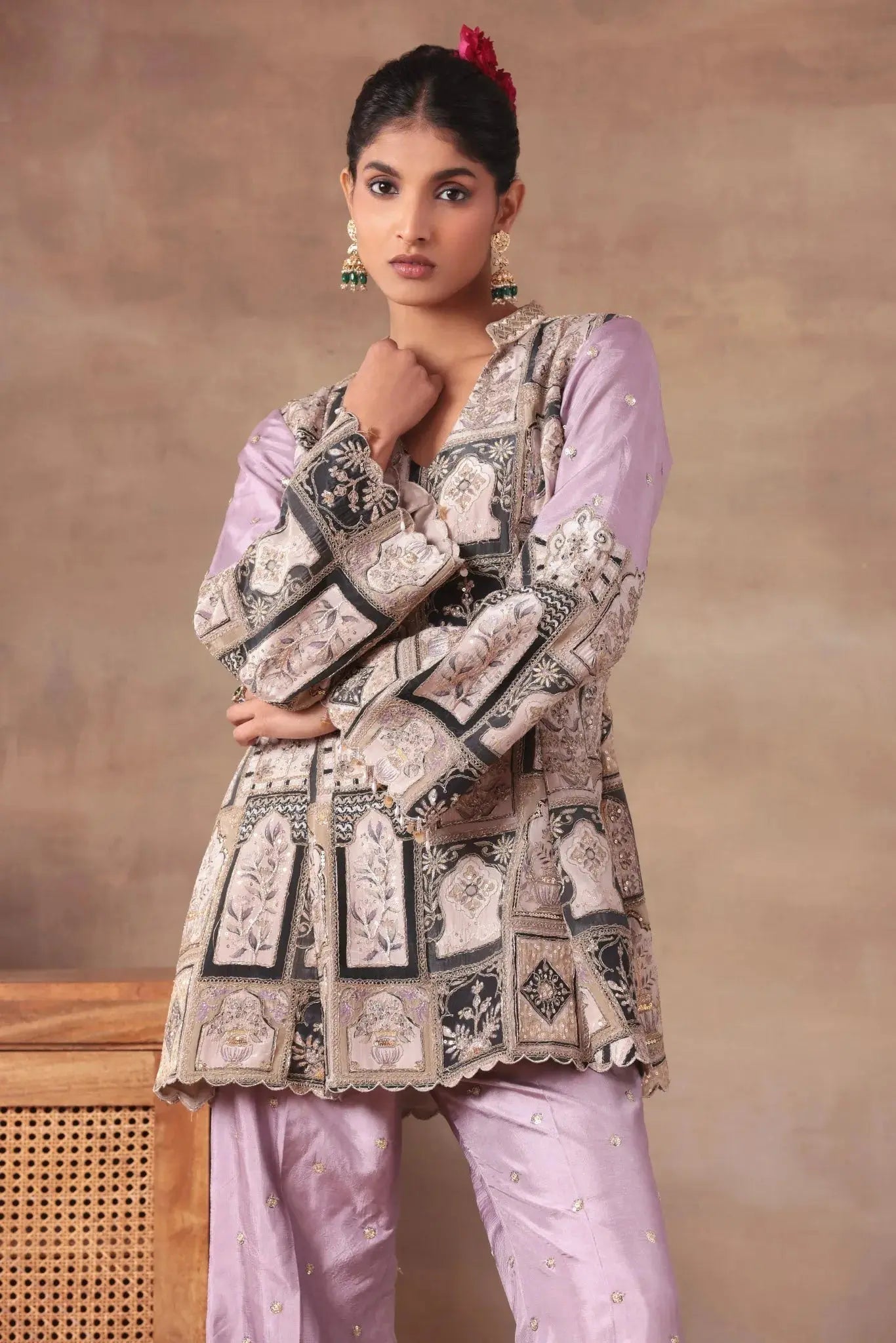 Lavender Heritage Peplum Co-ord - Arzoo Essentials