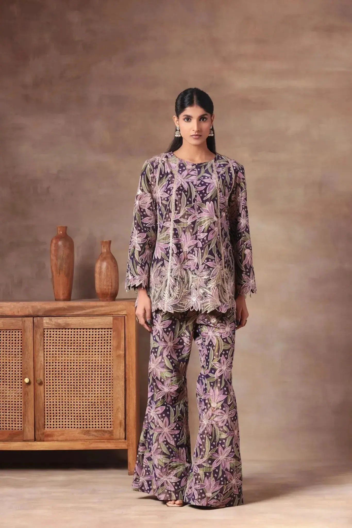 Midnight Orchid Floral Co-ord Set - Arzoo Essentials