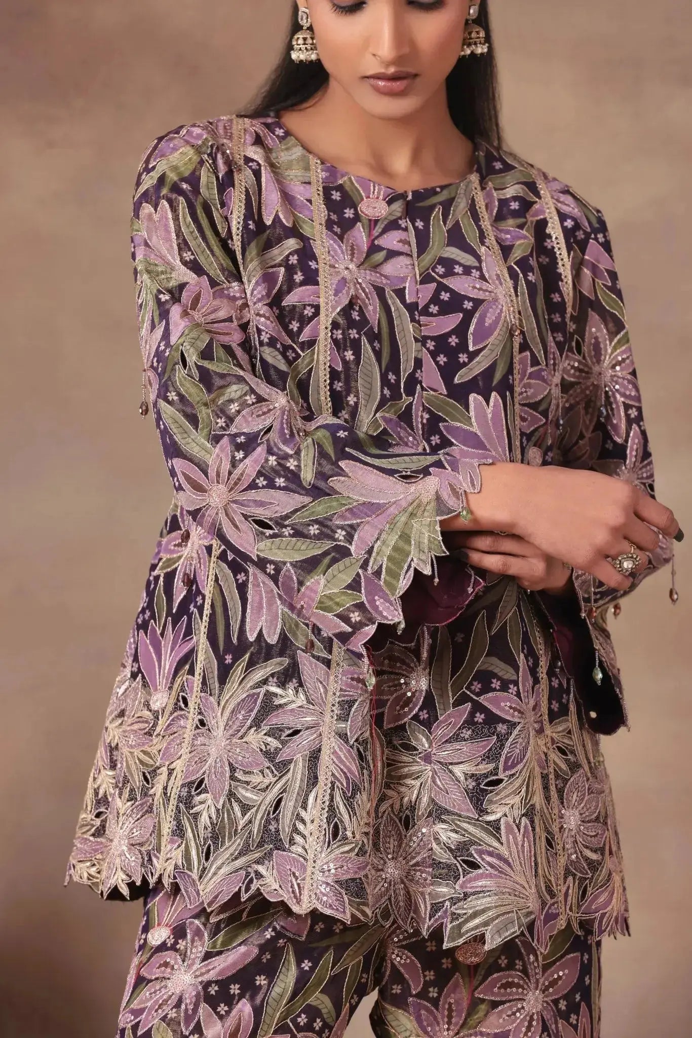 Midnight Orchid Floral Co-ord Set - Arzoo Essentials